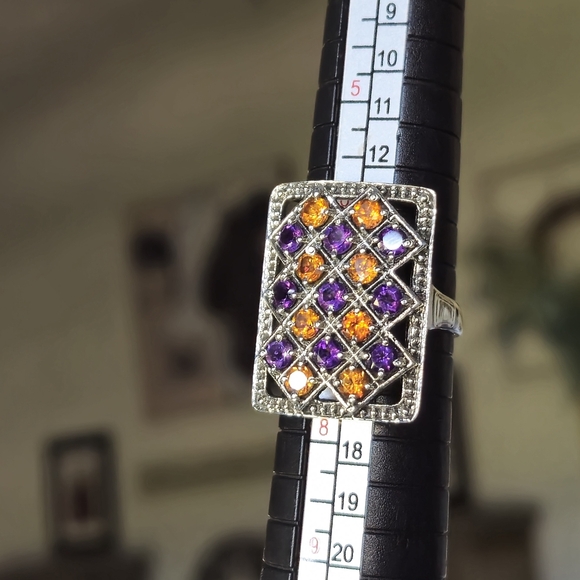 NICKY BUTLER 925 Sterling Silver Amethyst & Honey Topaz Designer Ring Size 7 NWT - Picture 11 of 16